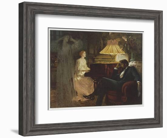 In a Reverie Induced by His Wife Playing the Piano He Hallucinates the Girl He Didn't Marry-Frank Bernard Dicksee-Framed Photographic Print