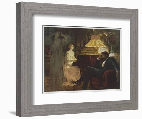 In a Reverie Induced by His Wife Playing the Piano He Hallucinates the Girl He Didn't Marry-Frank Bernard Dicksee-Framed Photographic Print