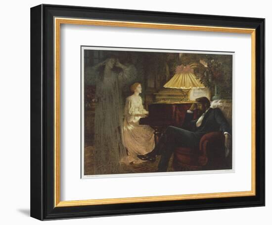 In a Reverie Induced by His Wife Playing the Piano He Hallucinates the Girl He Didn't Marry-Frank Bernard Dicksee-Framed Photographic Print