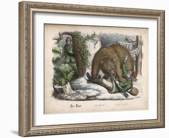 In a Snowy Wood the Bear Successfully Hunts Down the Hunter-null-Framed Art Print