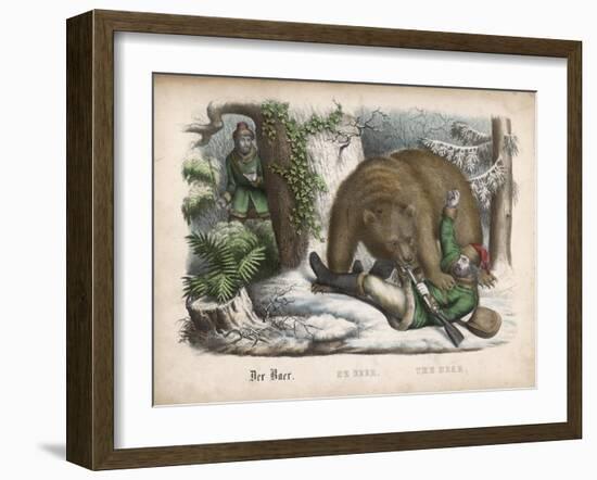 In a Snowy Wood the Bear Successfully Hunts Down the Hunter-null-Framed Art Print