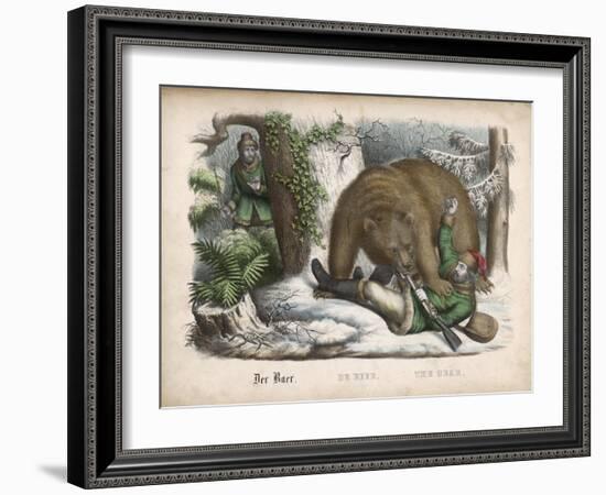 In a Snowy Wood the Bear Successfully Hunts Down the Hunter-null-Framed Art Print