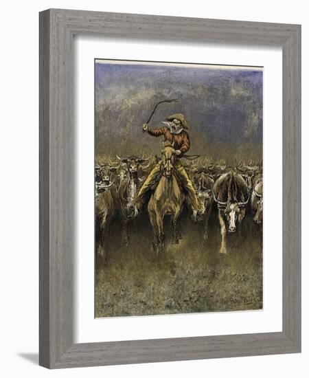 In a Stampede-Frederic Sackrider Remington-Framed Giclee Print