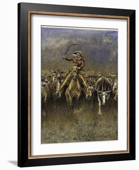 In a Stampede-Frederic Sackrider Remington-Framed Giclee Print