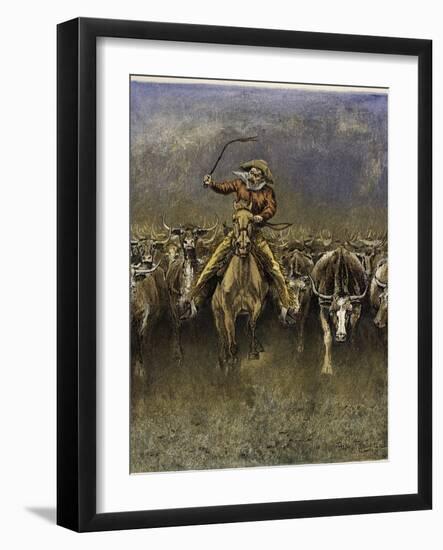 In a Stampede-Frederic Sackrider Remington-Framed Giclee Print