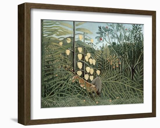 In a Tropical Forest (Struggle between Tiger and Bull)-Henri Rousseau-Framed Giclee Print