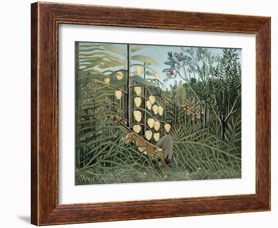 In a Tropical Forest (Struggle between Tiger and Bull)-Henri Rousseau-Framed Giclee Print