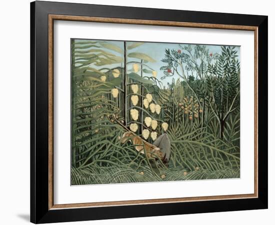 In a Tropical Forest (Struggle between Tiger and Bull)-Henri Rousseau-Framed Giclee Print