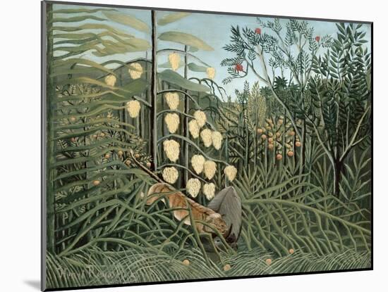 In a Tropical Forest (Struggle between Tiger and Bull)-Henri Rousseau-Mounted Giclee Print