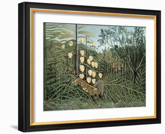 In a Tropical Forest (Struggle between Tiger and Bull)-Henri Rousseau-Framed Giclee Print