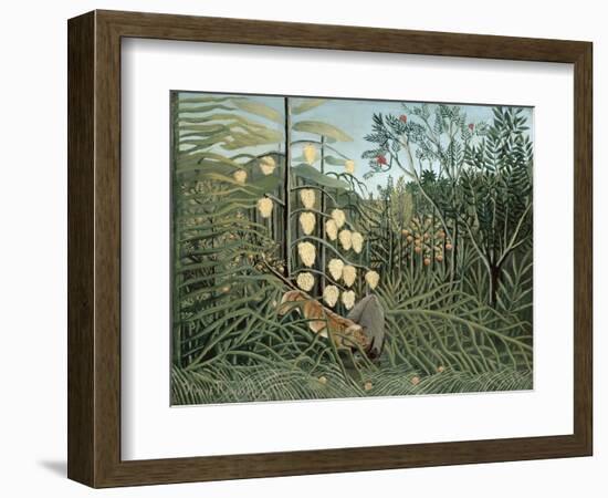 In a Tropical Forest (Struggle between Tiger and Bull)-Henri Rousseau-Framed Giclee Print