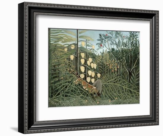 In a Tropical Forest (Struggle between Tiger and Bull)-Henri Rousseau-Framed Giclee Print