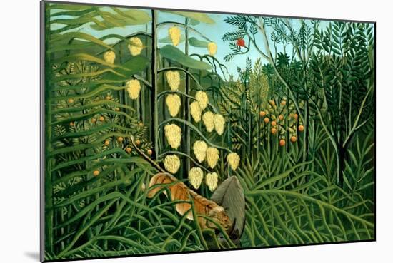 In a Tropical Forest; Tiger Attacks a Buffalo-Henri Rousseau-Mounted Art Print