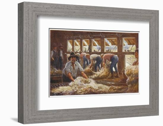 In an Australian Sheep Shearing Shed-Percy F.s. Spence-Framed Photographic Print