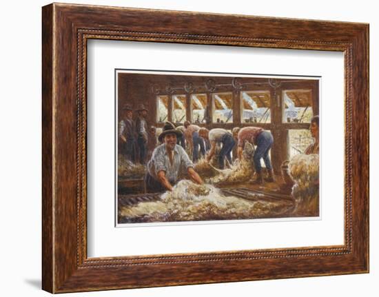 In an Australian Sheep Shearing Shed-Percy F.s. Spence-Framed Photographic Print