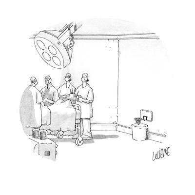 In An Operating Room There Is A Basketball Hoop Above The Trash Can Cartoon Premium Giclee Print By Glen Le Lievre Art Com