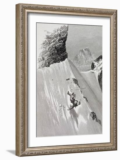In Attempting to Pass the Corner I Slipped and Fell" from "The Ascent of the Matterhorn"-Edward Whymper-Framed Giclee Print