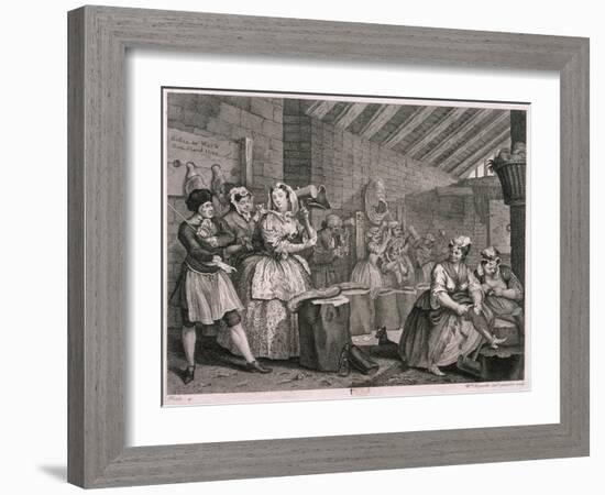 In Bridewell Beating Hemp, Plate IV of the Harlot's Progress, 1732-William Hogarth-Framed Giclee Print