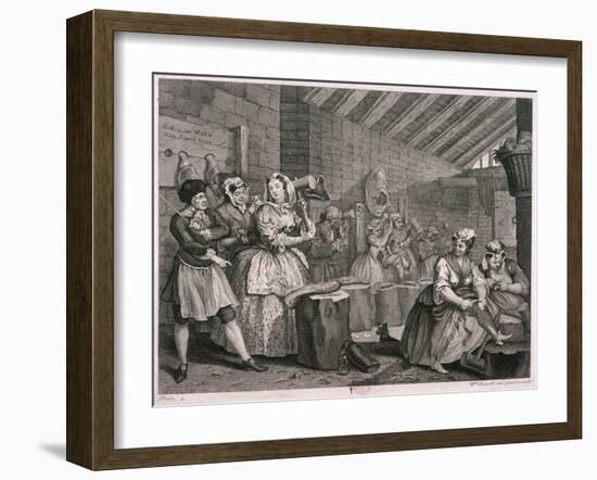 In Bridewell Beating Hemp, Plate IV of the Harlot's Progress, 1732-William Hogarth-Framed Giclee Print