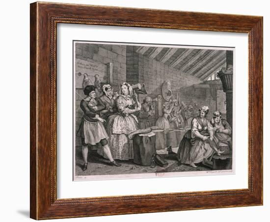 In Bridewell Beating Hemp, Plate IV of the Harlot's Progress, 1732-William Hogarth-Framed Giclee Print