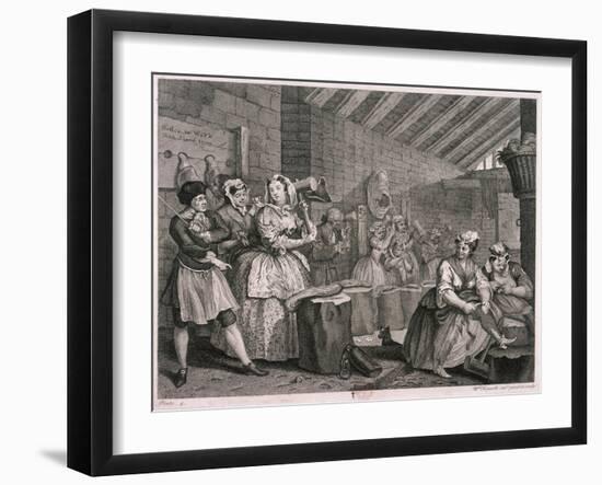 In Bridewell Beating Hemp, Plate IV of the Harlot's Progress, 1732-William Hogarth-Framed Giclee Print