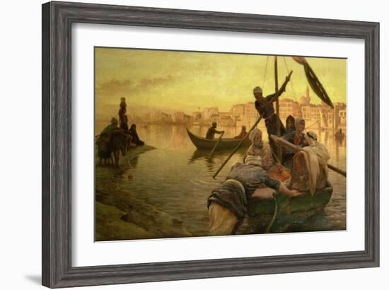 In Cairo: the Ferry from the Island of Gazirie on the Nile or Boulach the Port of Cairo-Joseph Farquharson-Framed Giclee Print