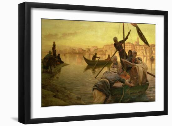 In Cairo: the Ferry from the Island of Gazirie on the Nile or Boulach the Port of Cairo-Joseph Farquharson-Framed Giclee Print