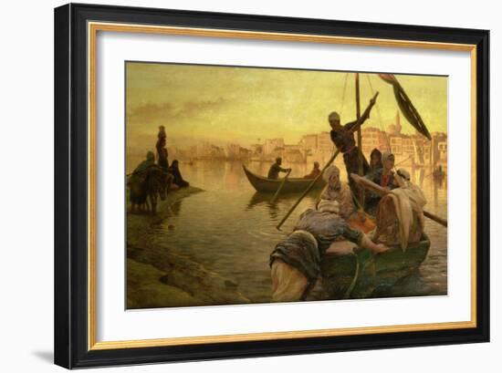 In Cairo: the Ferry from the Island of Gazirie on the Nile or Boulach the Port of Cairo-Joseph Farquharson-Framed Giclee Print