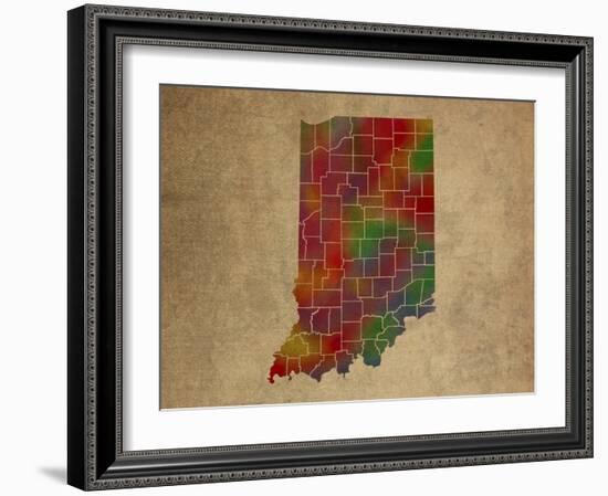 IN Colorful Counties-Red Atlas Designs-Framed Giclee Print