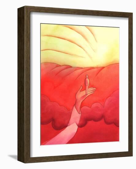 In Contemplation Christ Lifts Us above Earthly Thoughts to the Edge of Heaven, 2002 (W/C on Paper)-Elizabeth Wang-Framed Giclee Print