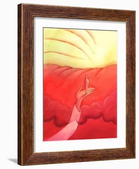 In Contemplation Christ Lifts Us above Earthly Thoughts to the Edge of Heaven, 2002 (W/C on Paper)-Elizabeth Wang-Framed Giclee Print
