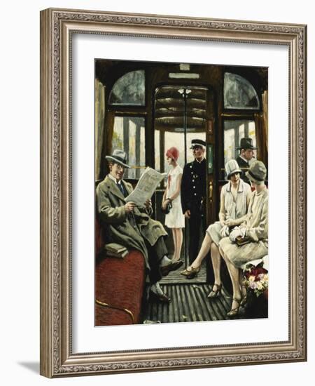 In Der Strassenbahn-Paul Fischer-Framed Giclee Print