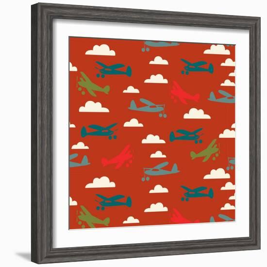 In Flight Airplane and Clouds-null-Framed Giclee Print
