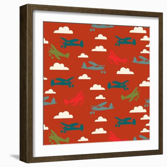 In Flight Airplane and Clouds-null-Framed Giclee Print