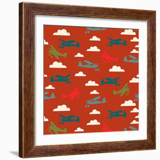 In Flight Airplane and Clouds-null-Framed Giclee Print