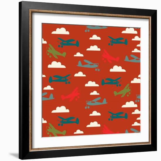 In Flight Airplane and Clouds-null-Framed Giclee Print