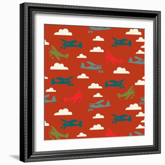 In Flight Airplane and Clouds-null-Framed Giclee Print