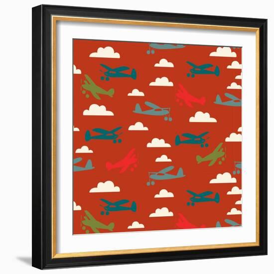 In Flight Airplane and Clouds-null-Framed Giclee Print