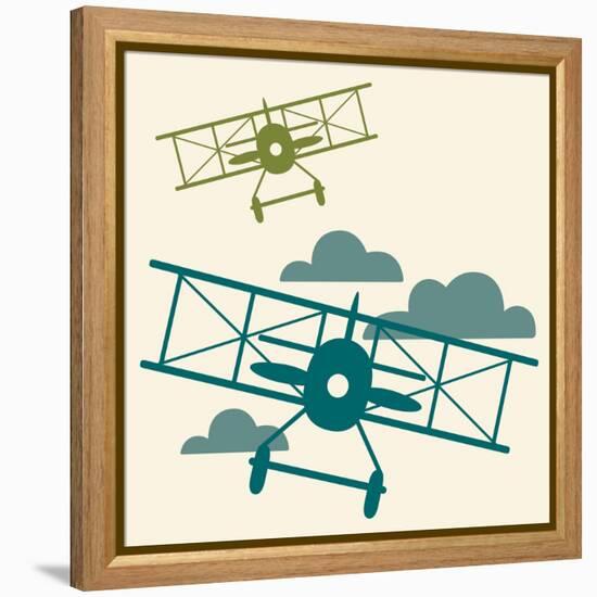 In Flight Airplane-null-Framed Premier Image Canvas