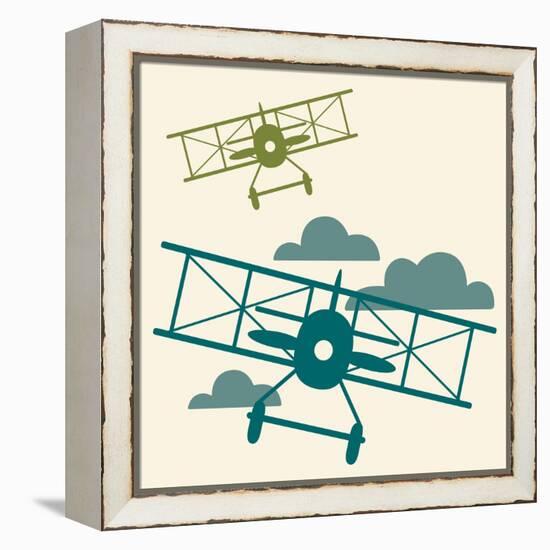 In Flight Airplane-null-Framed Premier Image Canvas