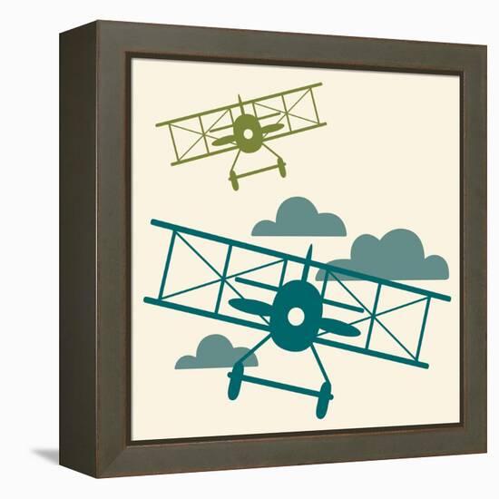 In Flight Airplane-null-Framed Premier Image Canvas