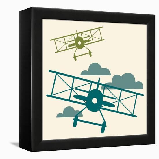 In Flight Airplane-null-Framed Premier Image Canvas