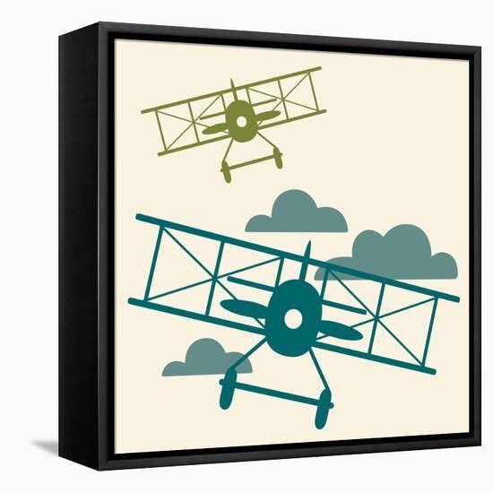 In Flight Airplane-null-Framed Premier Image Canvas