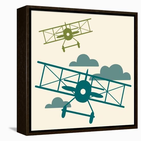 In Flight Airplane-null-Framed Premier Image Canvas