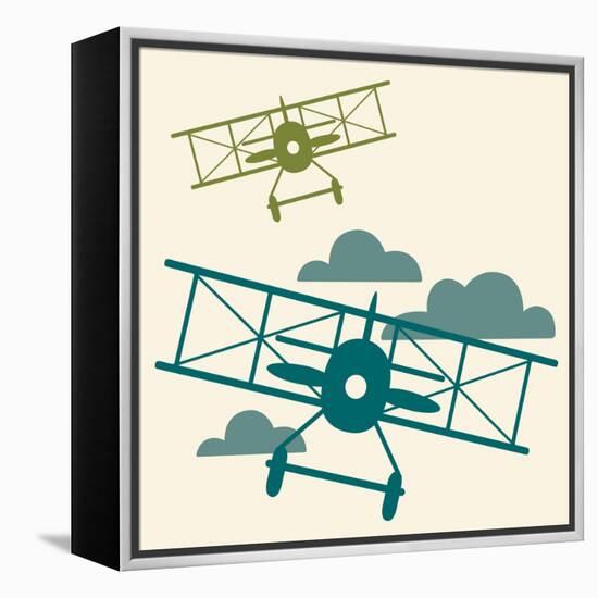 In Flight Airplane-null-Framed Premier Image Canvas