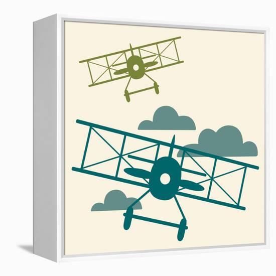 In Flight Airplane-null-Framed Premier Image Canvas