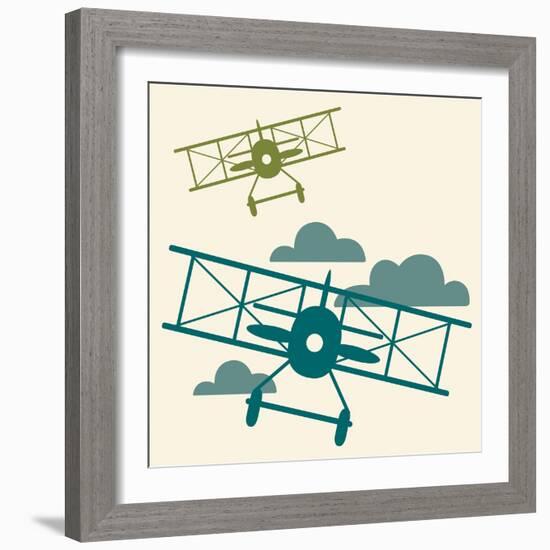 In Flight Airplane-null-Framed Giclee Print