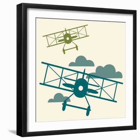 In Flight Airplane-null-Framed Giclee Print