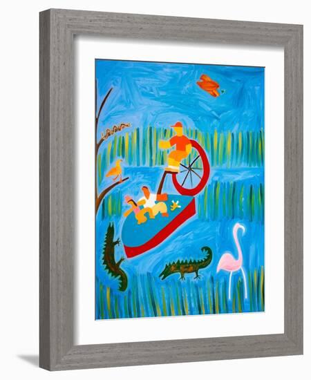 In Florida,with the crocodiles, 2001,(oil on linen)-Cristina Rodriguez-Framed Giclee Print