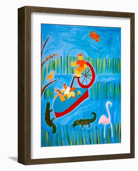 In Florida,with the crocodiles, 2001,(oil on linen)-Cristina Rodriguez-Framed Giclee Print